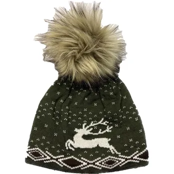 Čepice E-myslivost Dámská čepice zimní s motivem jelena - zelená