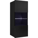 Gibmeble závěsná vitrína Calabrini + doprava zdarma, barevné provedení černá, LED osvětlení ANO