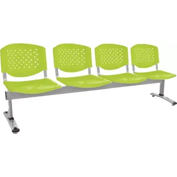 FLORIDA - 4, plastová lavice do čekárny, 4-sedák, pistáciová, kostra stříbrná