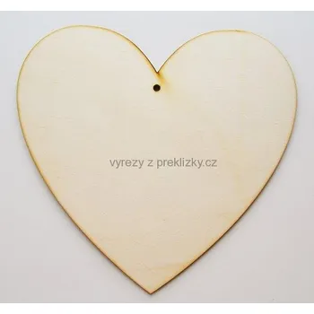 Dřevěné výřezy, D25/2, SRDCE PRAVIDELNÉ-malé, 12x12,5cm, 1ks