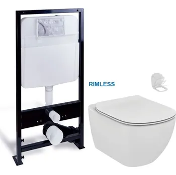 PRIM předstěnový instalační systém bez tlačítka + WC Ideal Standard Tesi se sedátkem RIMLESS PRIM_20/0026 X TE2