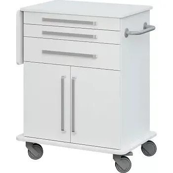 DEXTER 08 vozík asistenční, korpus a desky bílá / zásuvky, dveře bílá