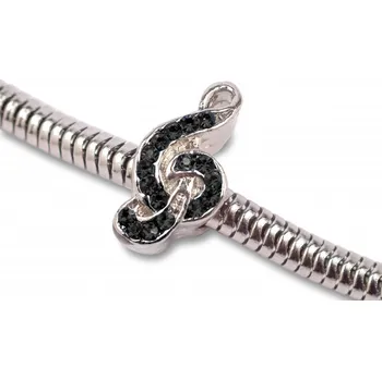 Náramek Náramek Houslový klíč s kamínky 18 cm Barva: Černá