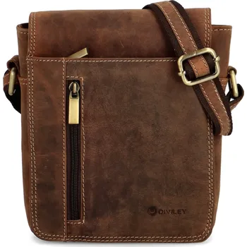 Kabelka Luxusní pánská kožená crossbody Diviley Dacchiano, hnědá