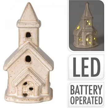Vánoční dekorace Sezónkovo Vánoční kostel LED s centrálním půdorysem 11 cm 11 cm béžová