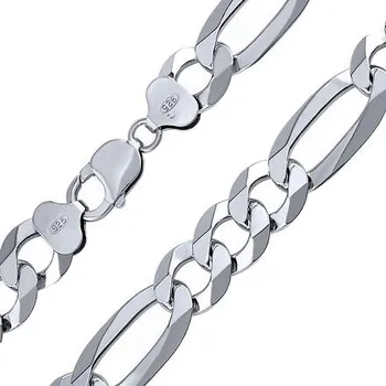 Řetízek Stříbrný masivní řetěz Figaro pro muže 12,5 mm - rhodiovaný varianta 65 cm TTTA3P3006LN-65 cm