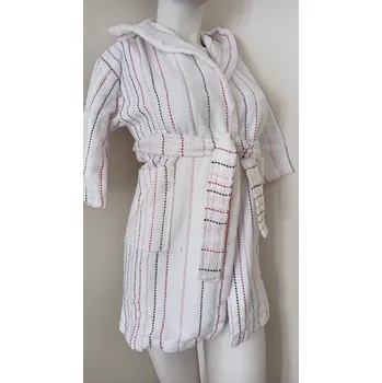 Dámský župan AKCE - Dívčí župan s kapucí 9114 0100 bílý s proužkem - Vestis 116