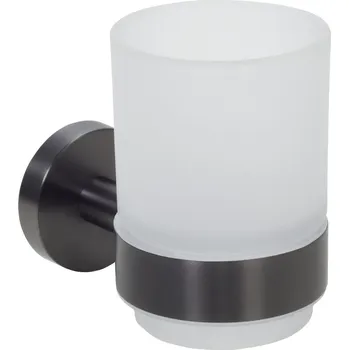 Držák na kartáček BISK Erga Skala, sklenice na zubní kartáčky, grafitová, ERG-08393