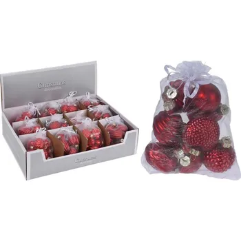 Vánoční dekorace Ozdoby sklo 10ks 50mm Vánoční na stromeček mix, červená