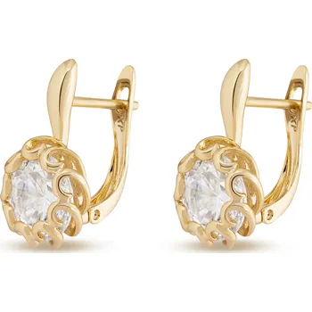 Náušnice biju Pozlacené náušnice 14k, osazeny velkým čirým zirkonem 1002432