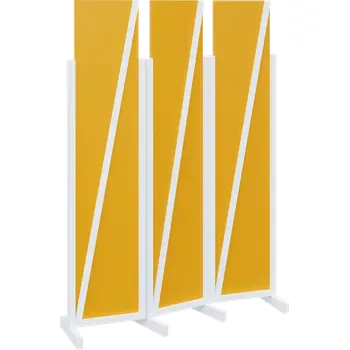 Paraván ATMOSFERE LINE 219, dřevěný 3-dílný paraván, mobilní, výška 1900 mm, rám bílá, výplň žlutá odio
