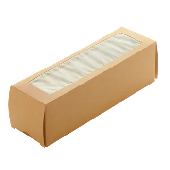 Jednorázové nádobí EcoPack Papírová krabička EKO na makronky 180x55x55 mm hnědá s okénkem ideal pack® bal/50 ks Balení: 50