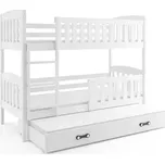 BMS GROUP Dětská patrová postel Kubus - 3 osoby, 90x200 s výsuvnou přistýlkou a matrací – Bílá, Bílá