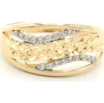 Prsten Zlatý prsten se zirkony a s gravírováním 2,45g