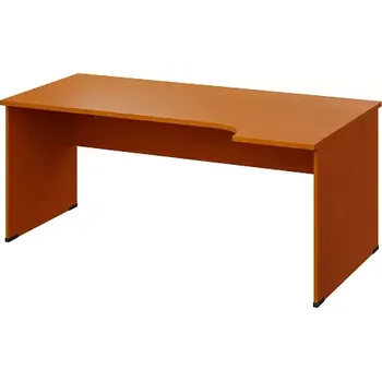 Psací stůl LR 28 - 184 stůl kancelářský, rohový, pravý, dřevěná podnož, deska 25 mm, široký 1800 mm, třešeň šumavská