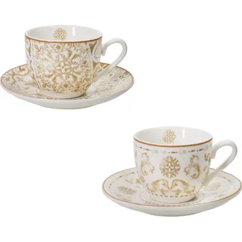 Sada dvou šálků s podšálky 90 ml Excalibur II. BRANDANI (barva - bílá, zlatá)