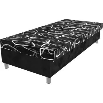 Postel Čalouněná lamelová válenda Valerie na nohách vzorovaná s úložným prostorem - Dodo/červená, 80 x 200 cm, Bez navýšení, Molitanová 13 cm