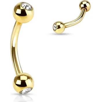 Piercing Pozlacený piercing do obočí s kamínky (čirá)