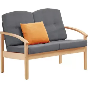 Sedací souprava RO - 02 dvojkřeslo čalouněné koženkou Oto, dřevěné OTO SA 2 - koženka tmavě šedá, moření BUK přírodní