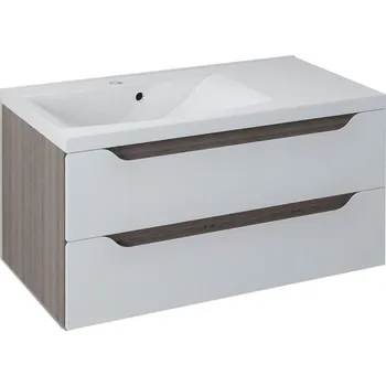 Koupelnový nábytek Sapho Wave Umyvadlová skříňka 89,7x45x47,8cm, levá, bílá/mali wenge, WA092-3021