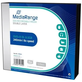 Optické médium MEDIARANGE DVD+R 8,5GB 8x Dual Layer slimcase 5ks