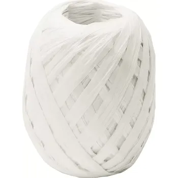 Stuha Stuha papírová RAFFIA bílá 7mm x 30m (Stuha papírová, EKO recyklovaný papír, velké MEGA klubko)