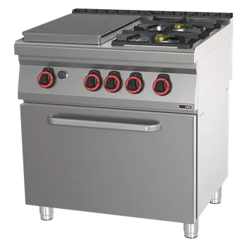 Sporák Sporák tálový plynový se statickou elektrickou troubou GN 2/1 - 3x hořák | REDFOX - STPT 70/80 21 GE