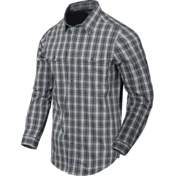 Pánská košile Kostkovaná košile pro skryté nošení zbraně, Helikon, dlouhý rukáv, Foggy Grey Plaid, XL