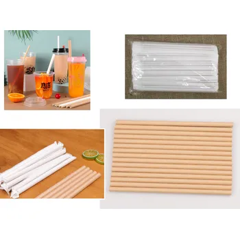 Jednorázová papírová brčka 19,7x0,6 cm 100 ks ECO