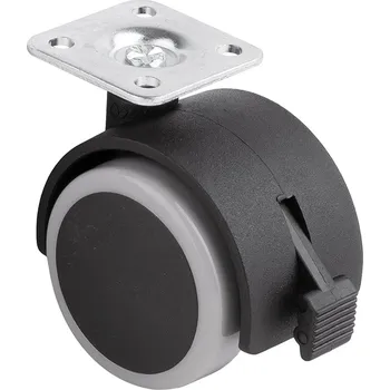 StrongCastors kolečko s měkčeným běhounem průměr 50mm s plotničkou a brzdou šedá (StrongCastors kolečko s měkčeným běhounem průměr 50mm s plotničkou a brzdou šedá)