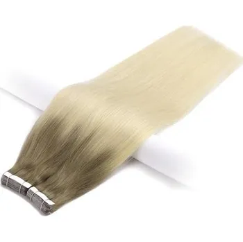 Příčesek Vlasové PU pásky tape in na prodlužování vlasů 30cm ombré 14/60 - tmavá blond / platina