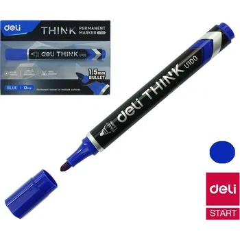 Popisovač Deli Think modrý kulatý permanent (8566) EU10030