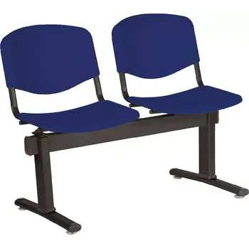 VINCENZA - 2, plastová lavice do čekárny, 2-sedák, tmavě modrá, kostra černá