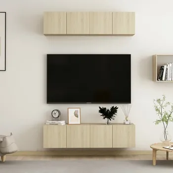 Obývací stěna vidaXL TV skříňky 4 ks 60 x 30 x 30 cm kompozitní dřevo [3078744] Barva: dub sonoma