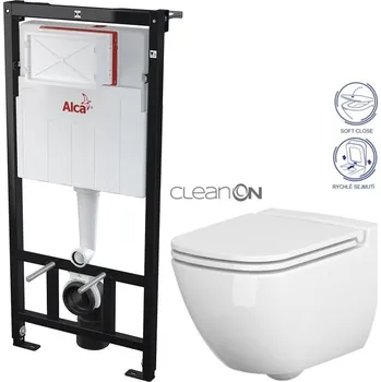 WC sada Předstěnový instalační systém bez tlačítka + WC CERSANIT CLEANON CASPIA + SEDÁTKO AM101/1120 X CP1