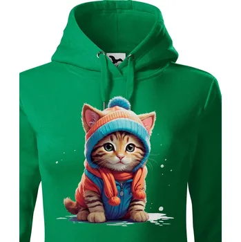 Dámská mikina Dámská mikina Koťátko v oblečku, Barva Zelená, Velikost XL, Canvas Dámská mikina Bezvatriko.cz 2166 - 1x