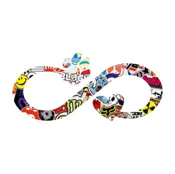 samolepka Infinity 006 pravá srdíčko a tlapka (83 - Sticker bomb) SAMOLEPKA NA AUTO, NÁLEPKA, FÓLIE, POLEP, TUNING, VLASTNÍ TEXT, TISK, AUTOSAMOLEPKY.cz, POLEPY, OBRÁZEK, LOGO, 3D STICKERS