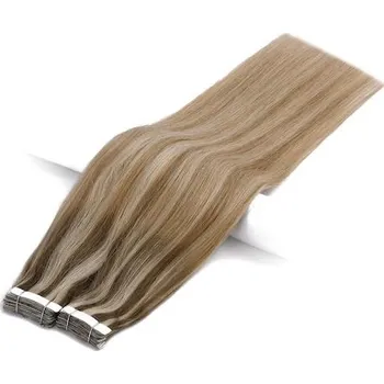 Příčesek Vlasové PU pásky tape in na prodlužování vlasů 30cm ombré balayage 08/27/60 - světle hnědá / tmavá blond / platina