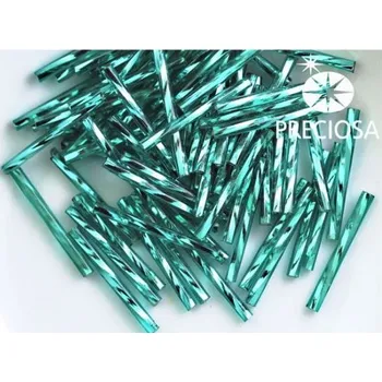 Dětské navlékací korálky Rokajl PRECIOSA - čípky modrozelená > 15mm/50ks