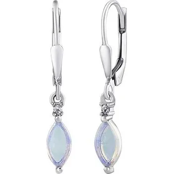 Náušnice Stříbrné náušnice Ilonne s přírodním modrým opálem a čirým topazem OPM8787EOPM