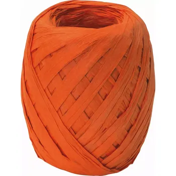 Stuha Stuha papírová RAFFIA oranžová 7mm x 30m (Stuha papírová, EKO recyklovaný papír, velké MEGA klubko)