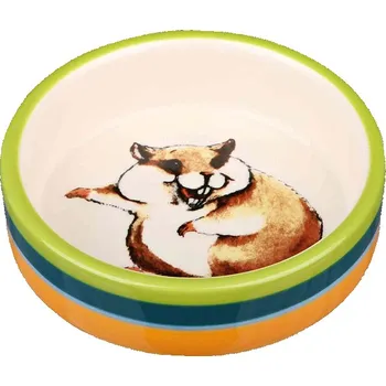 Miska pro psa Keramická miska TRIXIE pro hlodavce s motivem křečka 80ml (8cm) (MIX BAREV)