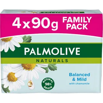 Mýdlo Palmolive Naturals Balanced & Mild tuhé toaletní mýdlo 3 + 1 kus 90 g