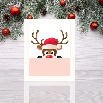 Bytová dekorace ASIR Obraz na MDF s rámem STYDLIVÝ SOBÍK 23,5 x 28,5 cm