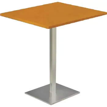 Jídelní stůl SQC 500 - 5 stůl hranatý, deska 1000 x 1000 mm olše jantar (síla 25 mm), noha broušený nerez