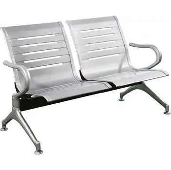 LINE 2, kovová lavice do čekárny, 2-sedák, stříbrná