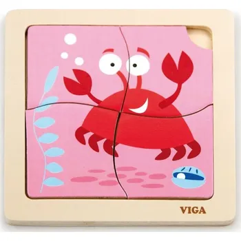 Puzzle VIGA Dřevěné puzzle Krab 4 dílky