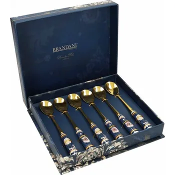 Příbor Sada lžiček DANUBOI BLUE GOLD 6 ks Brandani (barva - modrá, ocel, keramika)