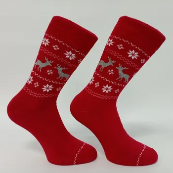 Dámské ponožky Termo ponožky TREPON FRODO teplé červené se soby velikosti ponožek: 26-27 ( EUR vel. 39-41)