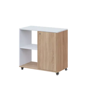 Šatní skříň AERO 23 L kancelářská skříň, 1-dveřová/2 niky, levá, 750x800x400, kolečka, platinově bílá/dub bardolino